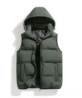 Warm Detachable Hat Outwear Vest Jacket Men