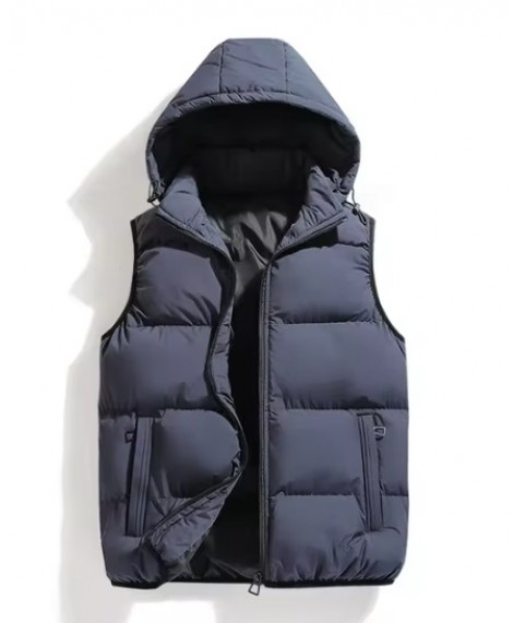 Warm Detachable Hat Outwear Vest Jacket Men